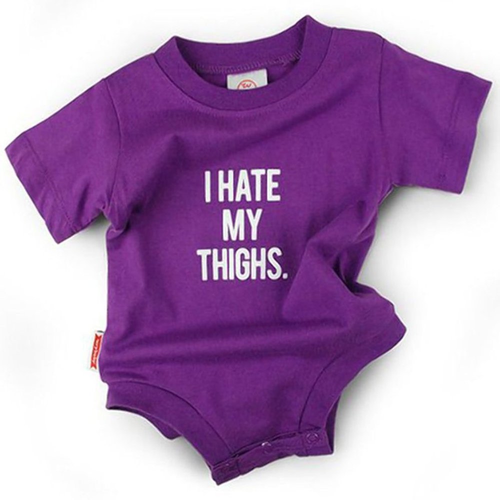 NEW SOLD OUT WRYBABY I HATE MY THIGHS BABY ONESIE
